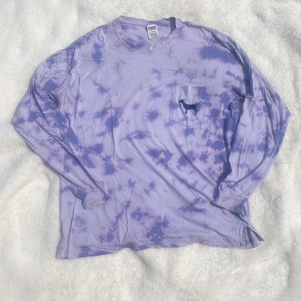 PINK Purple TieDye Long Sleeve Tee